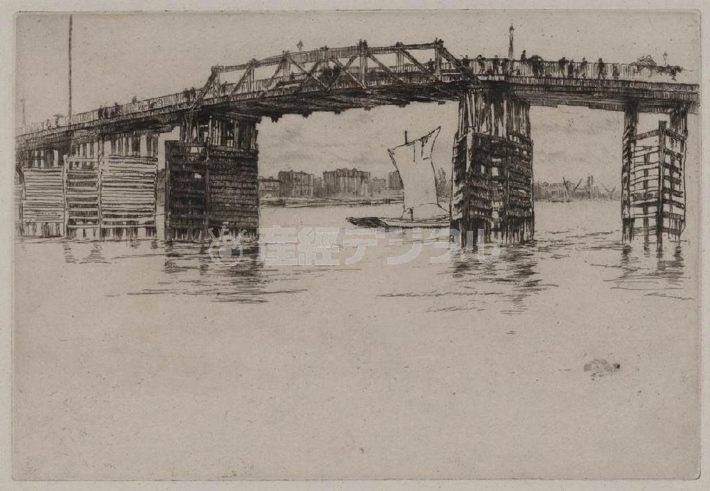 ジェームズ・アボット・マクニール・ホイッスラー「オールド・バターシー・ブリッジ」（１８７９年、提供写真）。Ｇｉｆｔ＿ｏｆ＿Ｍｒｓ．Ｗａｌｔｅｒ＿Ｓｃｏｔｔ＿Ｆｉｔｚ＿Ｍ２１２７５