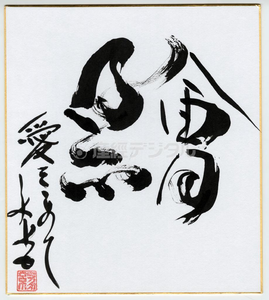 美容家、ＩＫＫＯ（いっこー）さん自身の書道作品「繪」（提供写真）