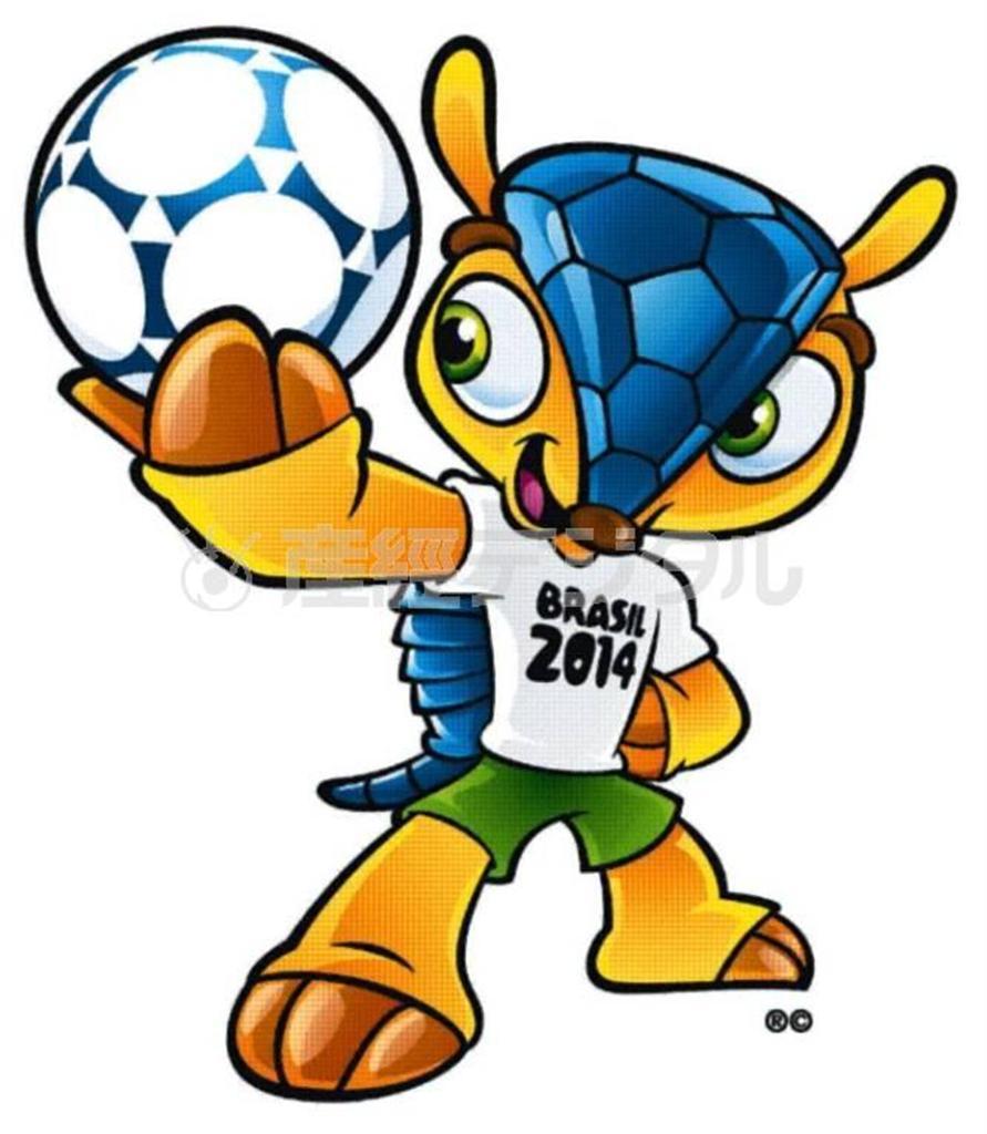 ２０１４年ワールドカップ（Ｗ杯）ブラジル大会（サッカー）の公式マスコット「フレコ（Fuleco）」。フレコはポルトガル語でサッカーを意味する「futebol」と、エコロジーを意味する「ecologia」を組み合わせた造語。ブラジルの固有種で、絶滅の恐れがあるミツオビアルマジロを採用した。