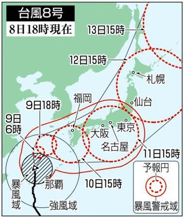 台風８号＝２０１４年７月８日１８時現在