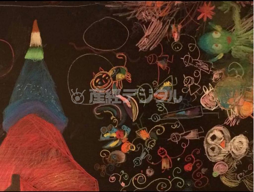 人気のアーティスト、塗敦子（ぬり・あつこ）さんの作品。即興で描いてくれた東京タワーの絵。（Ｃ）塗敦子