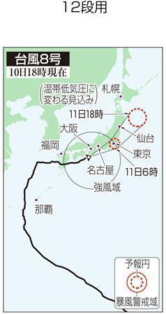 台風８号の予想進路＝２０１４年７月１０日１８時現在