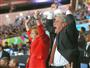 サッカーＷ杯決勝で、ゲッツェのゴールを喜ぶドイツのメルケル首相（左）とガウク大統領＝１３日、リオデジャネイロ（ゲッティー＝共同）