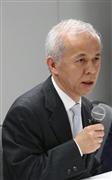 ２０１４年４～６月期連結決算を発表する広瀬直己社長＝３１日午後、東京都千代田区の東京電力本店