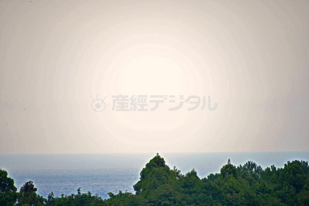 北川村のクロード・モネ（１８４０年～１９２６年）の庭から見える海。晩年のモネはノルマンディーの小さな島に滞在し、海の景色を描いており、海もモネが好きだったテーマの一つ＝２０１４年７月１９日、高知県安芸郡の「北川村モネの庭マルモッタン」（唐木英明さん撮影）