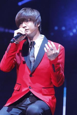 ６人組ダンス＆ボーカルグループ「超新星」のメンバー、ソンジェ。８月末に入隊する。メンバー、ファンへの感謝の言葉を口にした＝２０１４年７月４日（提供写真）