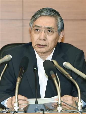 日銀の黒田総裁＝８日午後、日銀本店