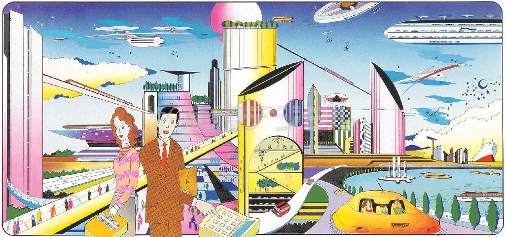 真鍋博「にぎやかな未来」（１９７８年）愛媛県美術館蔵（提供写真）