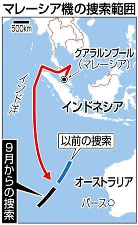 マレーシア機の捜索範囲＝２０１４年９月７日