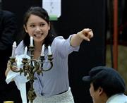 留学は「自分の居場所」探しでもあった。だが今は、「居場所があるなしは、気にならなくなった」とソニンさん。稽古場で生き生きとポリーを演じる＝２０１４年８月２５日、東京都渋谷区（栗橋隆悦撮影）