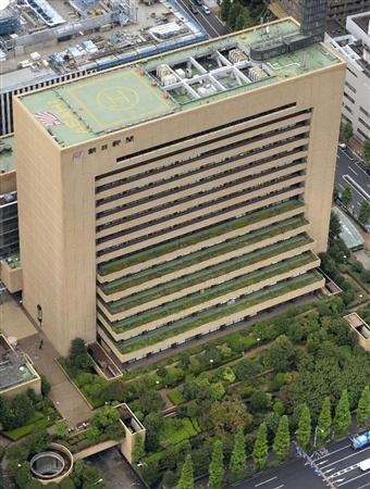 朝日新聞東京本社＝１１日午後、東京都中央区