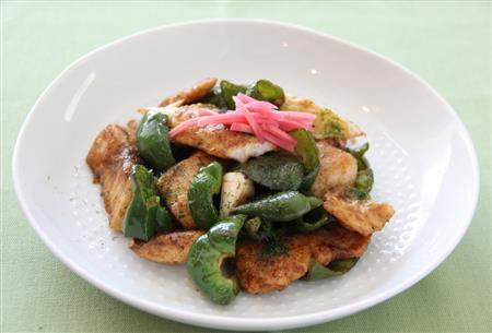 ピーマンとかじきのソース炒め。※２４０ｋｃａｌ、塩分１．８グラム（１人分）