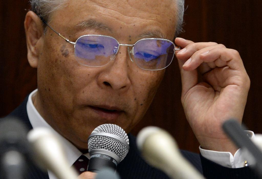 「吉田調書」報道に関する記者会見で、質問に答える朝日新聞社の木村伊量（ただかず）社長＝２０１４年９月１１日午後、東京都中央区築地（川口良介撮影）