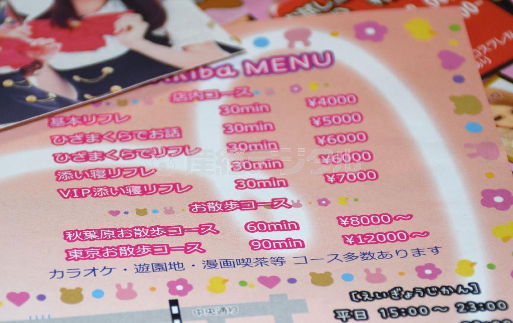 秋葉原で配られる「ＪＫビジネス」のビラ＝２０１４年、東京都千代田区（共同）