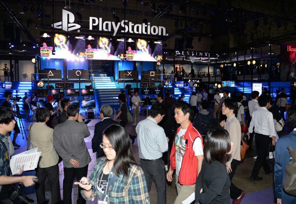 「東京ゲームショウ２０１４」のプレイステーションのブース。新作ゲームの発表が関心を集めた