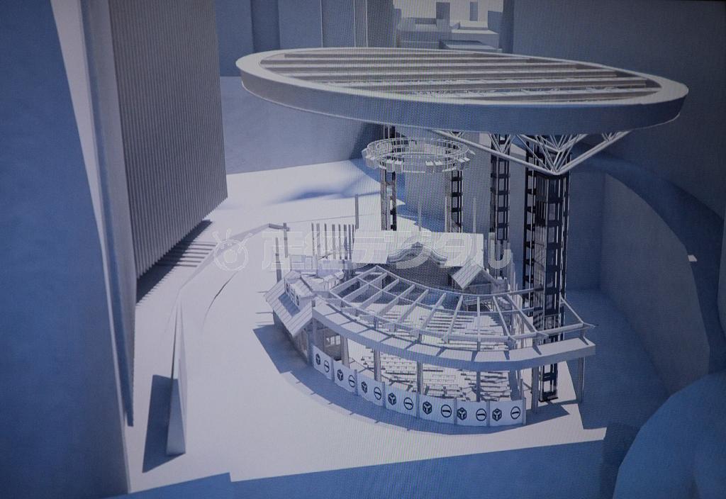 約１億円をかけて製作される移動式舞台の完成予想模型＝２０１４年８月２７日（日本財団提供）