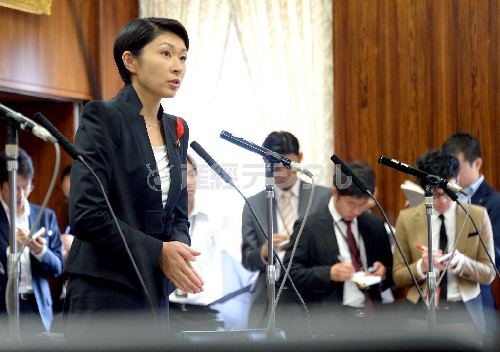 参院経済産業委員会で民主党の安井美沙子氏の質問に答える小渕優子経産相＝２０１４年１０月１６日、国会・参院第２１委員会室（酒巻俊介撮影）
