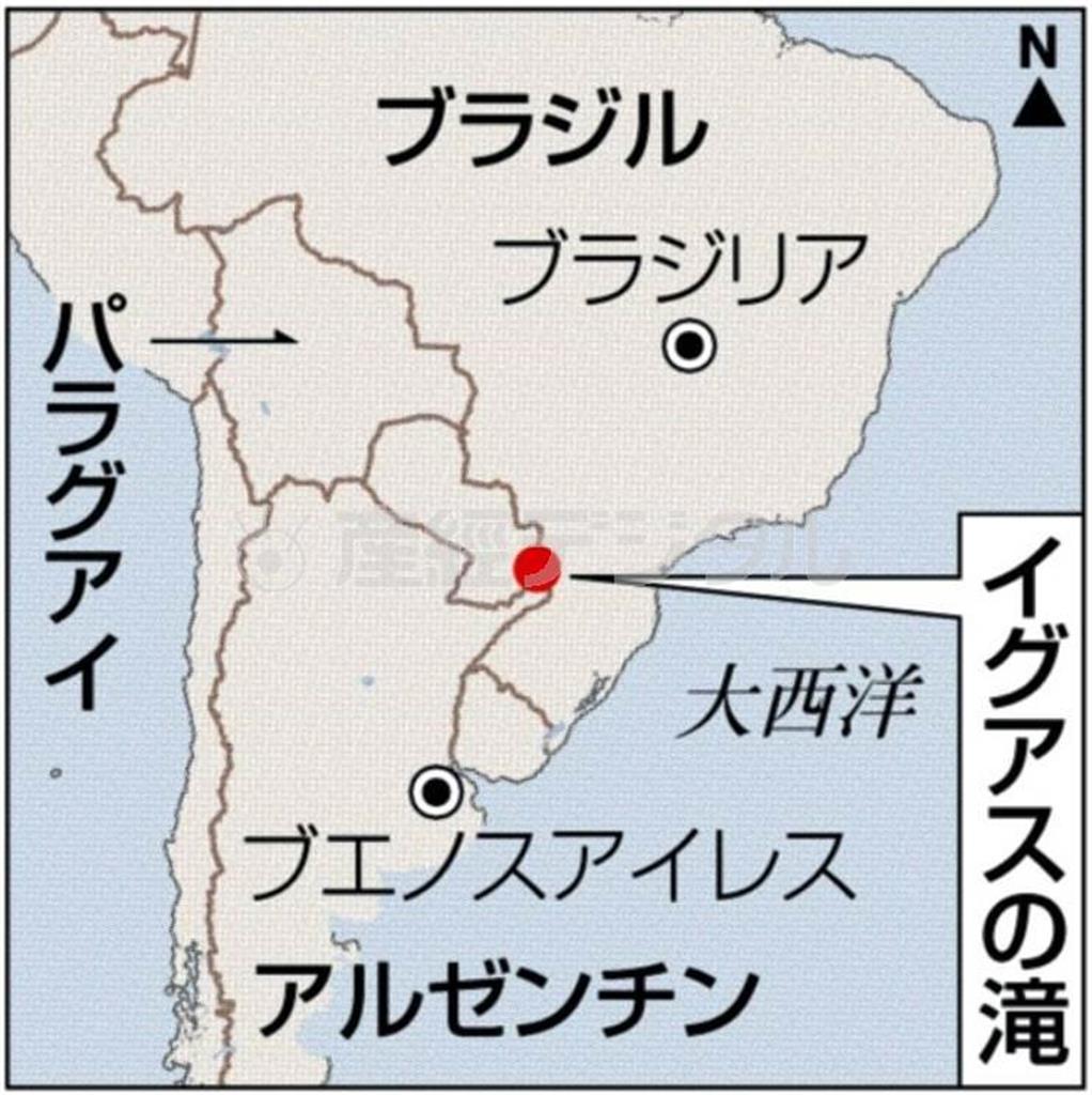 アルゼンチンとブラジルの二国にまたがるイグアスの滝