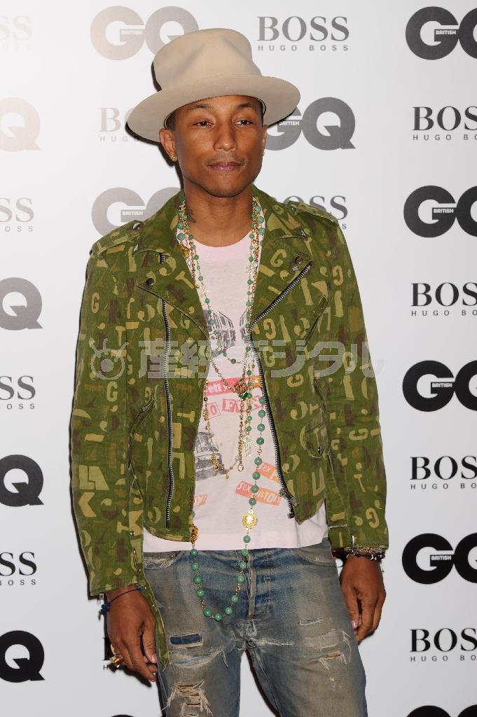 米歌手、ファレル・ウィリアムスさん＝２０１４年９月２日、英国・首都ロンドン（ＡＰ）