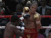 １９９１～９４年にライトヘビー級のプロボクサーとして８試合戦った経歴を持つ米俳優、ミッキー・ロークさん＝２０１４年１１月２８日、ロシア・首都モスクワ（ＡＰ）