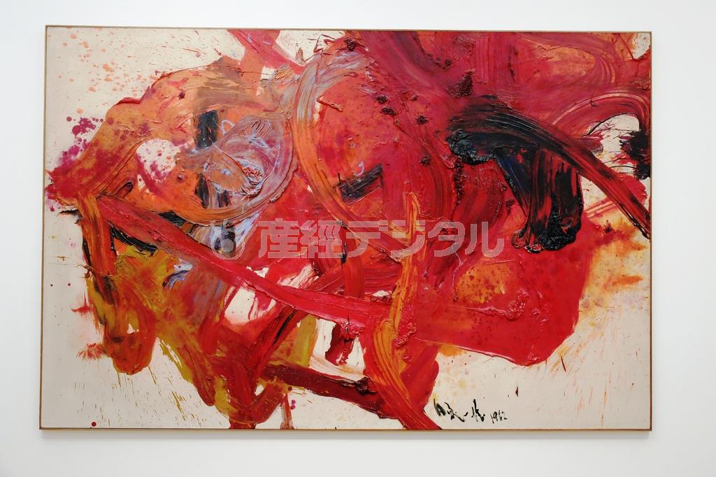 白髪一雄「弐（天巧星浪子）」（１９６２年、東京都現代美術館蔵）＝２０１４年１２月３日、東京都江東区の東京都現代美術館（田中幸美撮影）