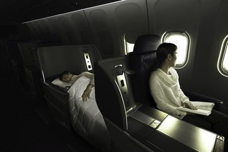 デルタ航空ビジネスクラスのシート（提供写真）