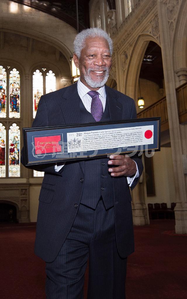 米俳優、モーガン・フリーマンさん＝２０１４年１１月１２日、英国・首都ロンドン（ＡＰ）