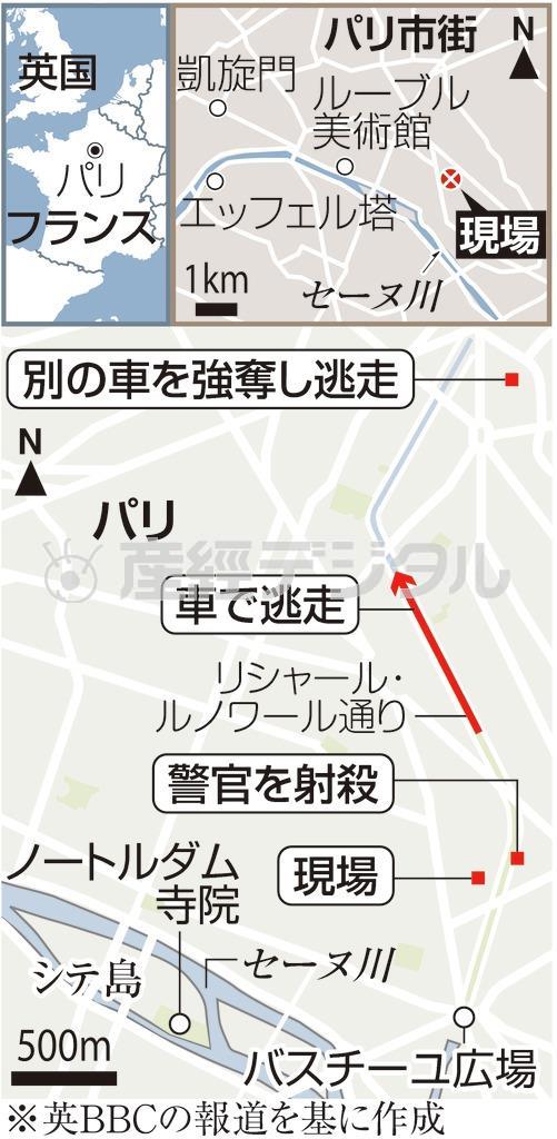 フランスの風刺週刊誌「シャルリー・エブド」のパリ市内の本社で１月７日に複数の男が銃を乱射し、編集者や風刺画家ら計１２人が死亡した＝２０１５年、フランス