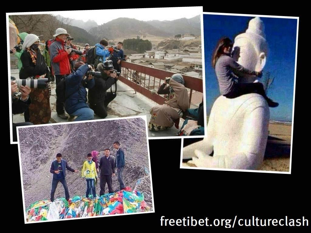 チベットで不埒な行為を繰り広げる漢人旅行者の写真（フリー・チベット提供）