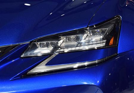 レクサス「ＧＳＦ」のヘッドランプ＝米デトロイト（撮影・大竹信生）