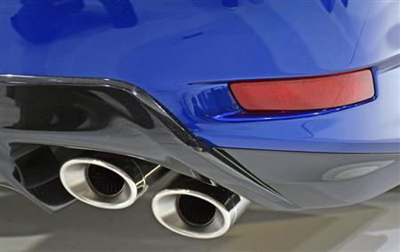 レクサス「ＧＳＦ」のマフラー＝米デトロイト（撮影・大竹信生）