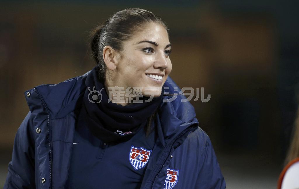 サッカーの米女子代表ＧＫ、ホープ・ソロさん＝２０１４年１０月２０日、米国・首都ワシントンン（ＡＰ）