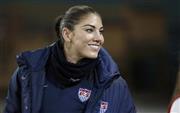 サッカーの米女子代表ＧＫ、ホープ・ソロさん＝２０１４年１０月２０日、米国・首都ワシントンン（ＡＰ）