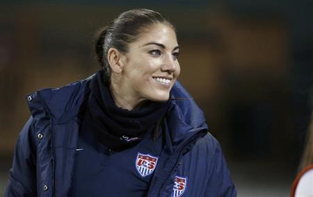 サッカーの米女子代表ＧＫ、ホープ・ソロさん＝２０１４年１０月２０日、米国・首都ワシントンン（ＡＰ）