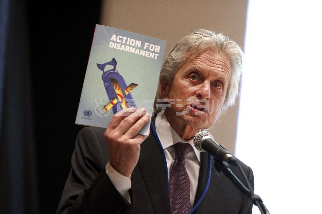 米俳優、マイケル・ダグラスさん＝２０１４年４月１５日、米国・首都ワシントン（ＡＰ）