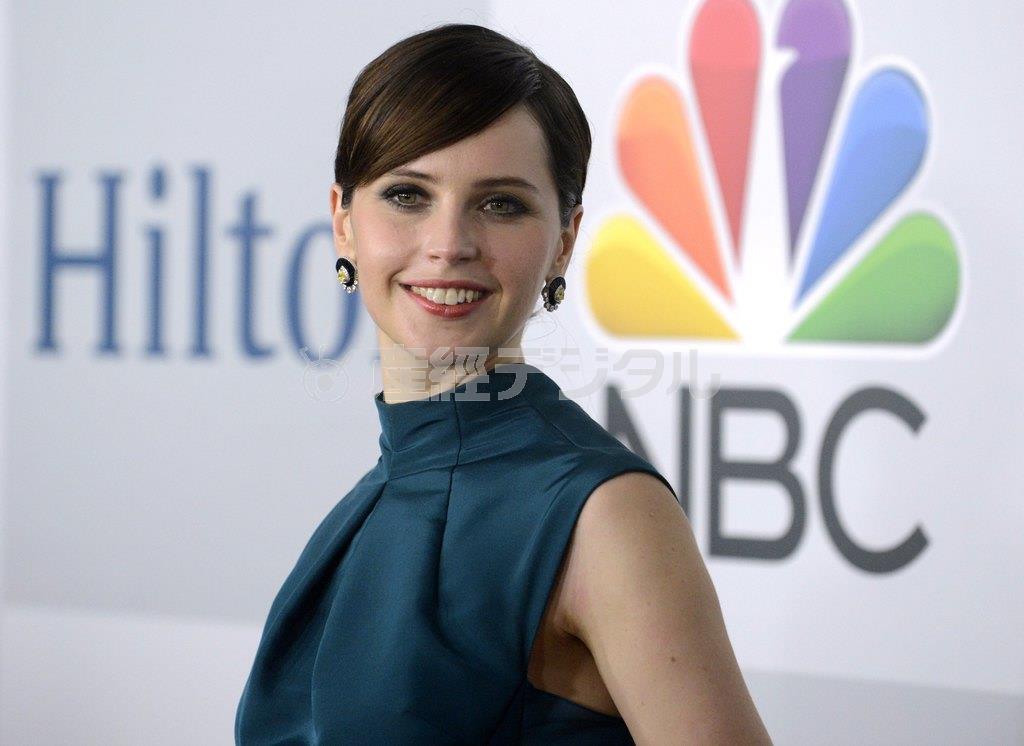 英女優、フェリシティ・ジョーンズさん＝２０１５年１月１２日、米カリフォルニア州ビバリーヒルズ（ロイター）