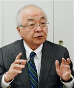 報道各社のインタビューに答える連合の古賀伸明会長