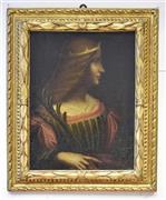 伊芸術家、レオナルド・ダビンチ（１４５２～１５１９年）の作品とされる女性貴族の肖像画＝２０１５年２月１０日、スイス・ティチーノ州ルガーノ（ＡＰ）