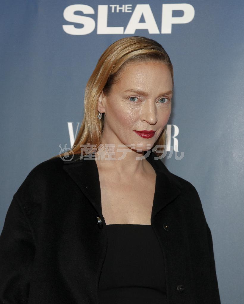 米女優、ユマ・サーマンさん＝２０１５年２月９日、米ニューヨーク（ＡＰ）