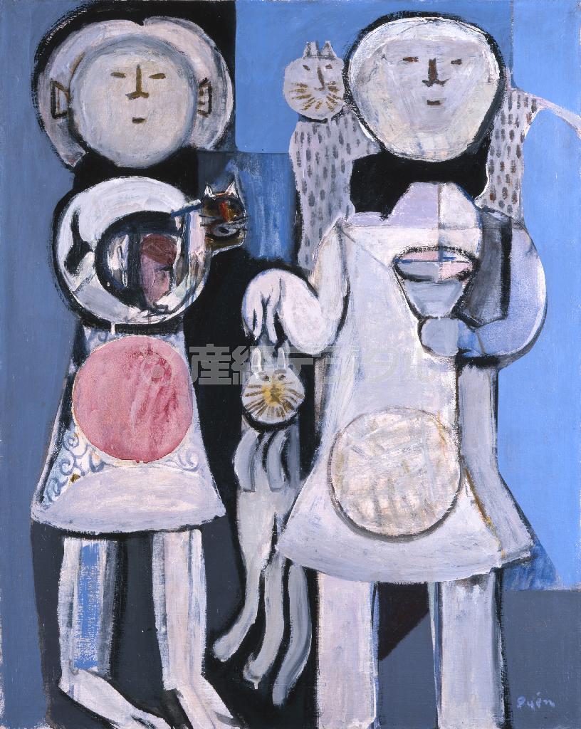 猪熊弦一郎「猫と二人の子供」１９５２年（群馬県立館林美術館蔵、提供写真）。（Ｃ）公益財団法人ミモカ美術振興財団