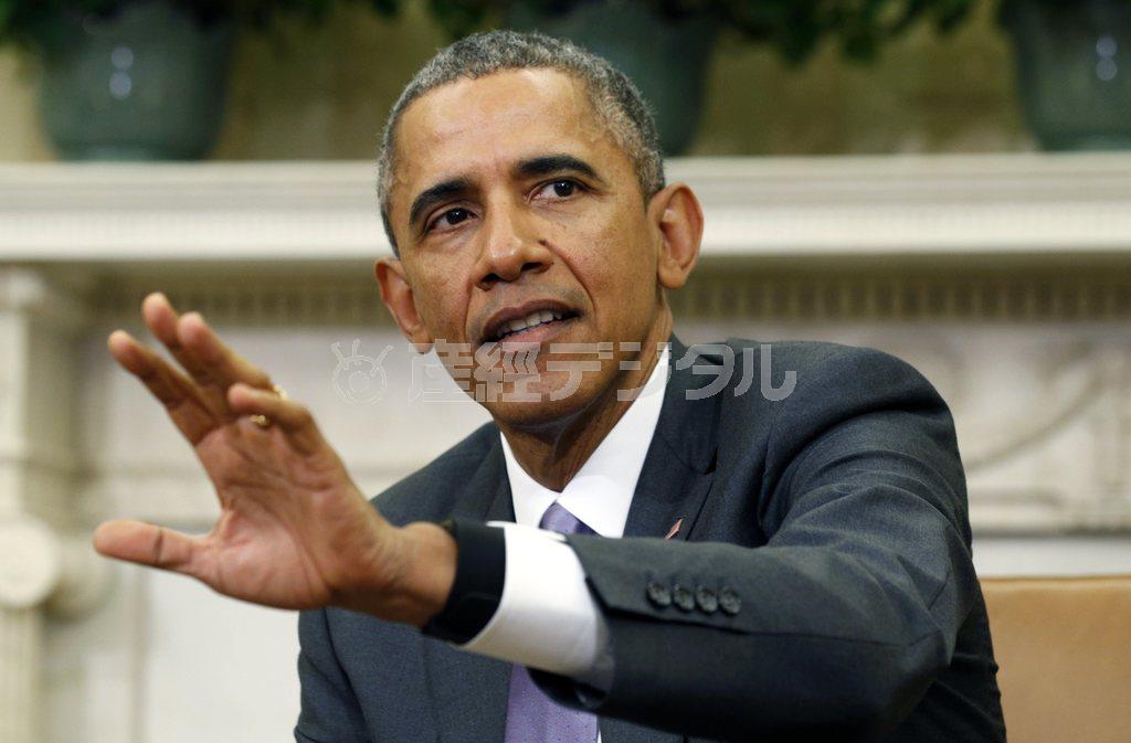 ホワイトハウスで、演説に反論するバラク・オバマ大統領＝２０１５年３月３日、米国・首都ワシントン（ロイター）