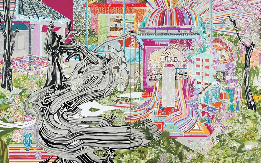 水野里奈（みずの・りな）「みてもみきれない。」ボールペン、油彩、カンバス［２２７．３ｃｍ×３６３．６ｃｍ］（提供写真）