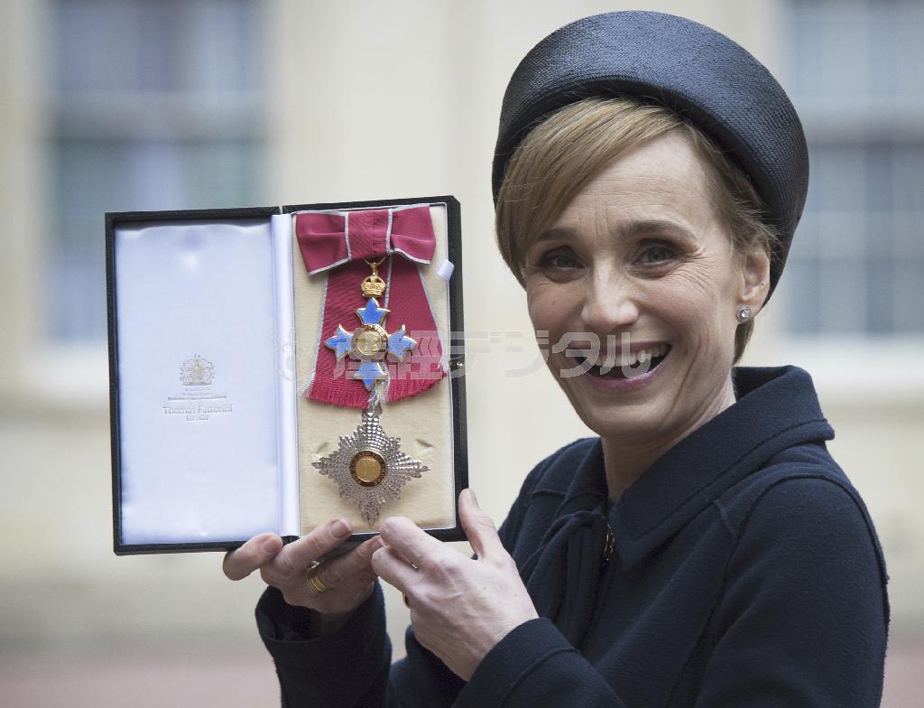 英女優、クリスティン・スコット・トーマスさん＝２０１５年３月１９日、英国・首都ロンドン（ＡＰ）