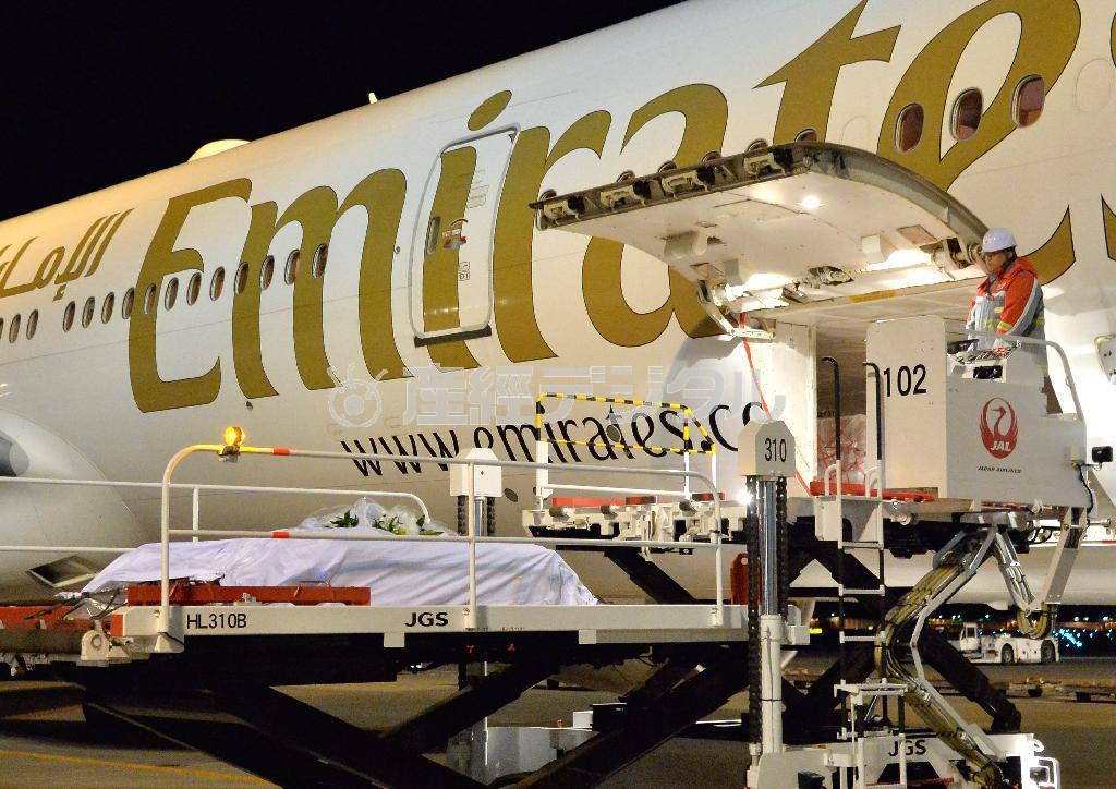 チュニジア襲撃テロ事件の犠牲者の遺体が成田空港に到着した＝２０１５年３月２４日午後、千葉県成田市・成田空港（三尾郁恵撮影）