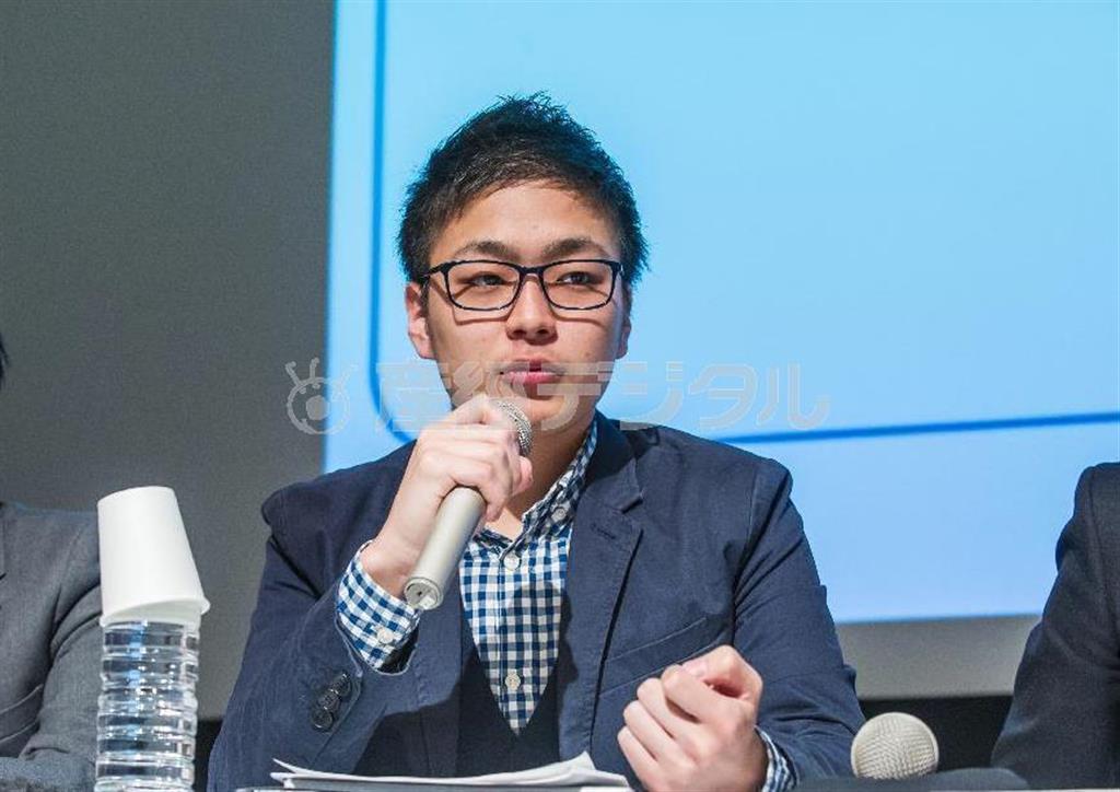 消費地域大学生、須賀健斗さん＝２０１５（平成２７）年２月２８日、東京都内（有志学生記者撮影）