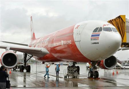 タイ・エアアジアＸの機体＝２０１４年９月、成田空港