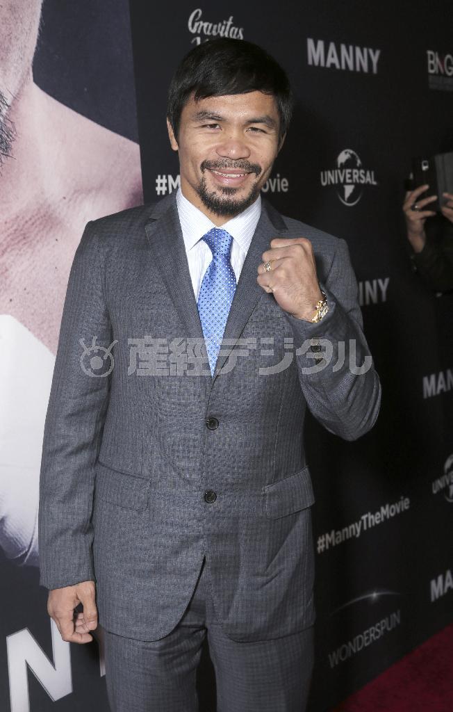 プロボクシング、フィリピンのマニー・パッキャオ選手＝２０１５年１月２１日、米カリフォルニア州ロサンゼルス（ＡＰ）