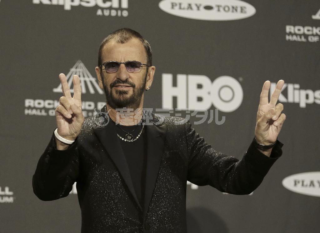 ビートルズの元メンバー、リンゴ・スターさん＝２０１５年４月１８日、米オハイオ州クリーブランド（ＡＰ）