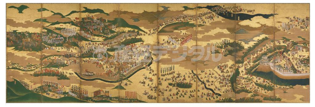 重要文化財「関ケ原合戦図屏風」（右隻、大阪歴史博物館蔵、提供写真）
