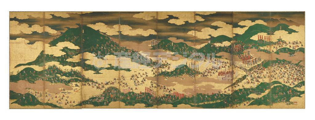 重要文化財「関ケ原合戦図屏風」（左隻、大阪歴史博物館蔵、提供写真）